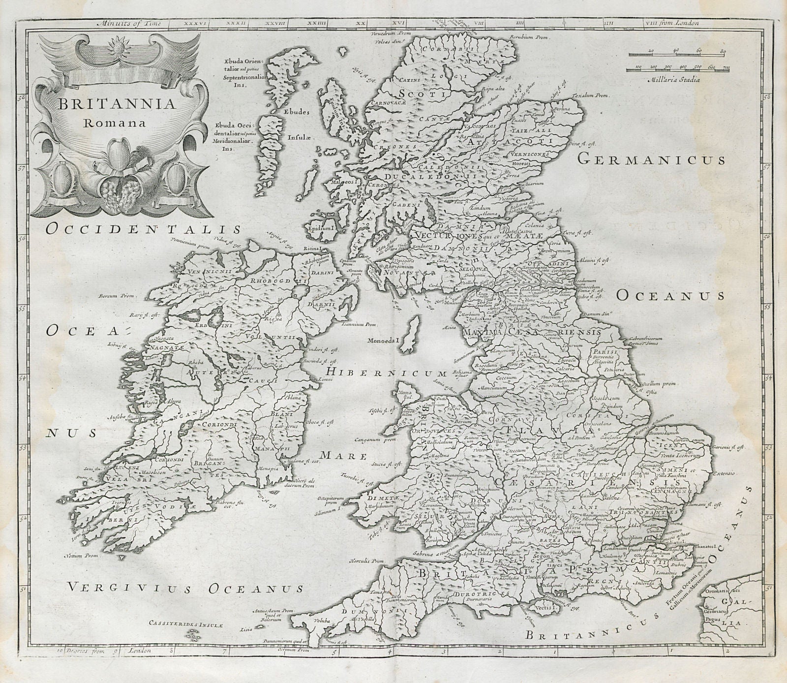 Roman Britain. 'BRITANNIA ROMANA' by ROBERT MORDEN. Camden's Britannia 1722 map